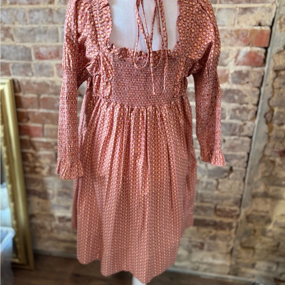 Free People‎ Boho Smocked Back Mini Dress Prairie Peasant Style
